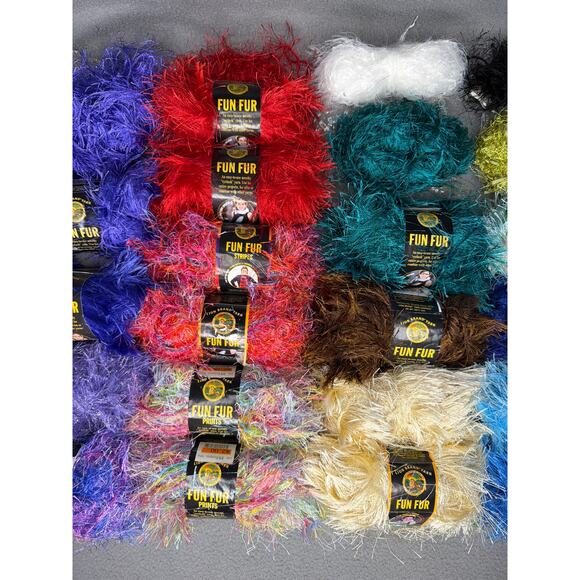 Lion Brand Yarn Fun Fur Mixed Two Pound 2# Lot Crochet Knit Craft DIY Gift - Picture 4 of 11